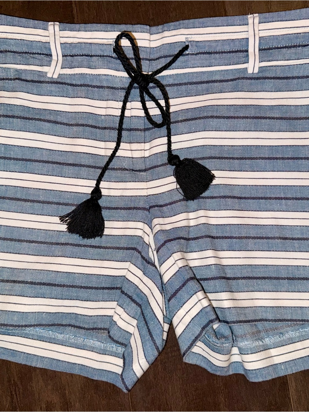 LOFT Blue White Striped The Riviera Short Tassel Drawstring Size 4